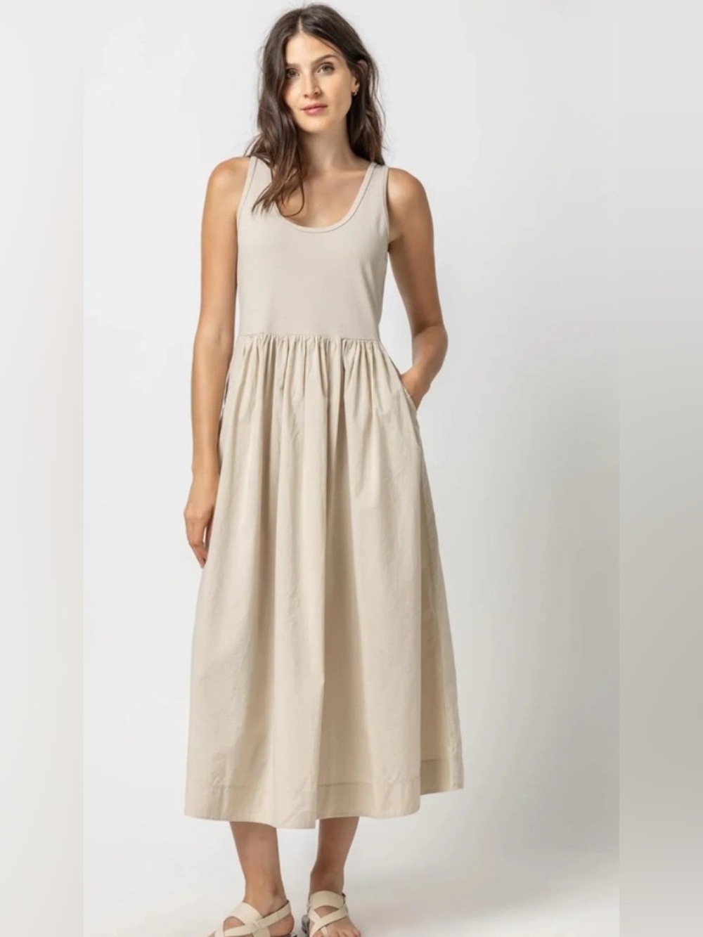 Lilla P Sleeveless Scoop Neck Maxi Dress
